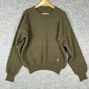Danilo Wool Sweater Mens 50 (US Medium - Large)‎ Olive Green Textured Italian